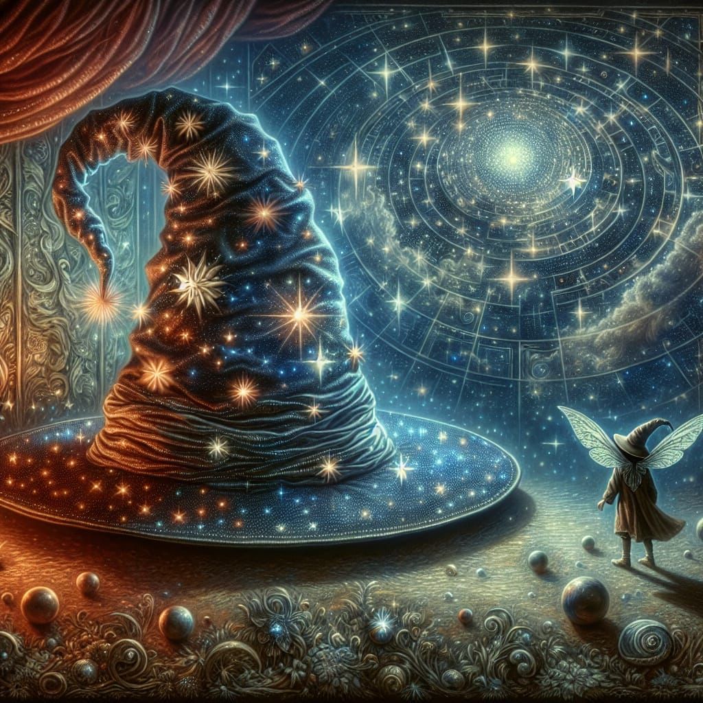 Celestial Wizard's Hat with Pixie in Romantic Style