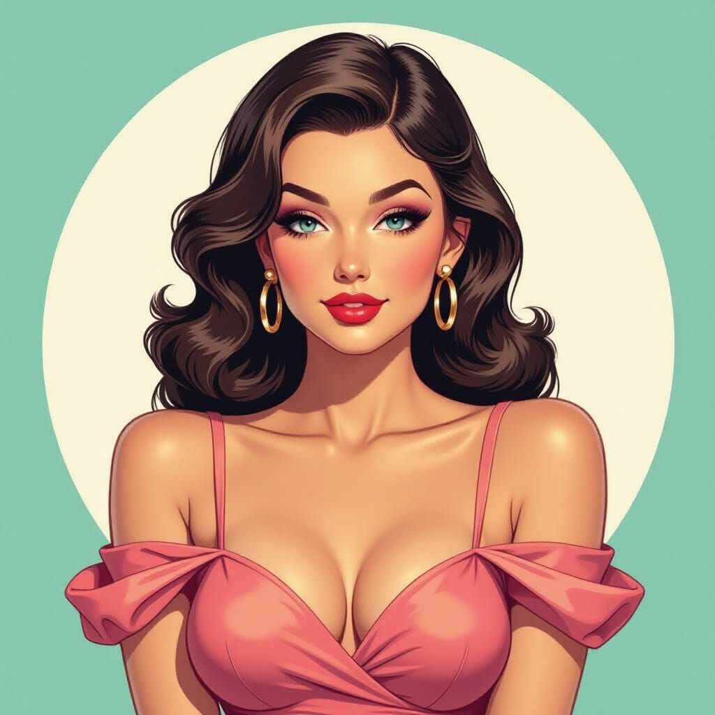 Retro Pin-Up Girls in Pastel Colors, Inspired by Classic Art