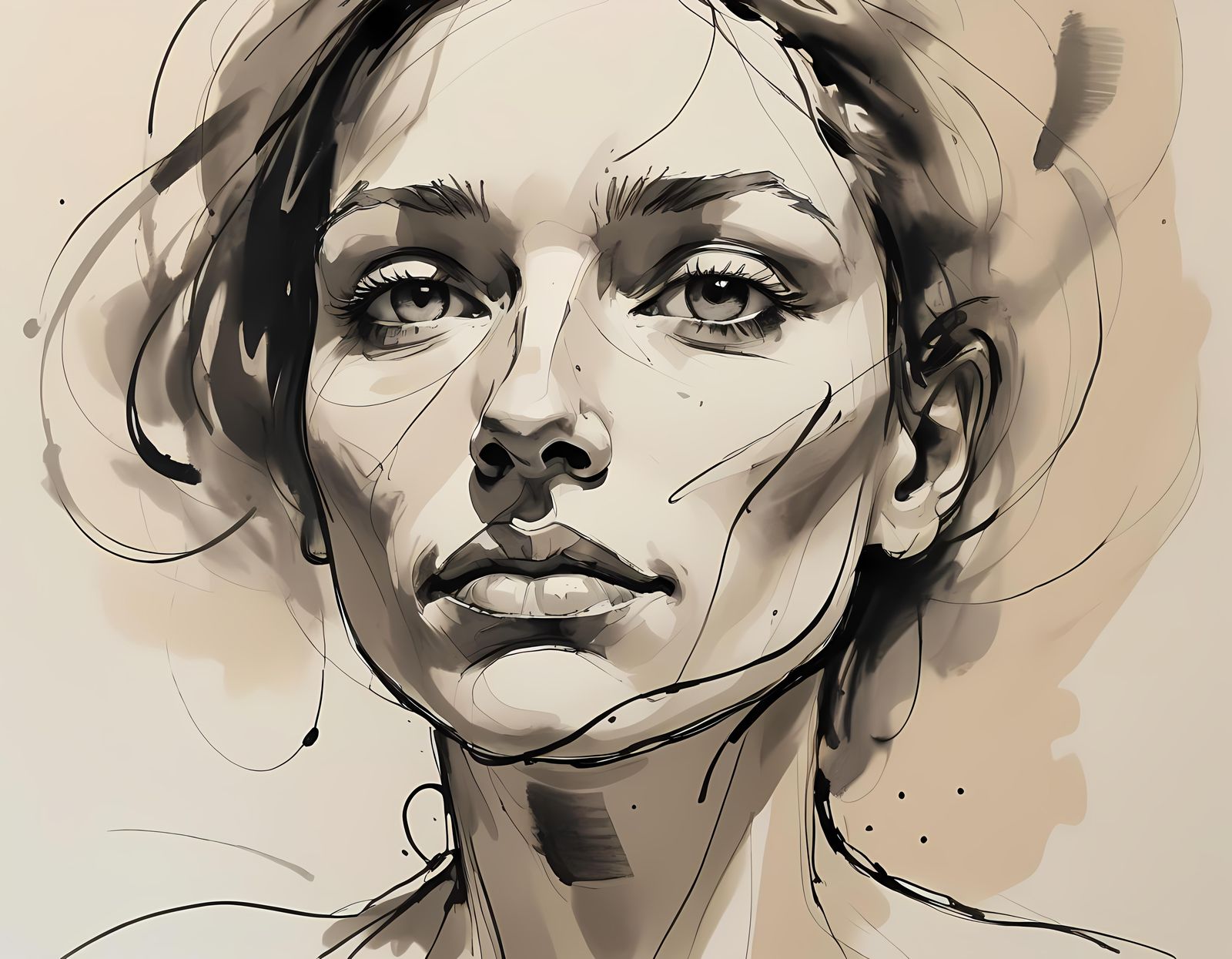 Ink Doodle Sketch of Female Form