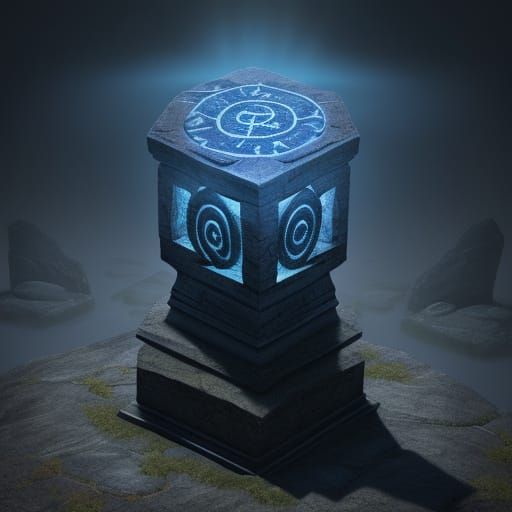 Mysterious Glowing Stone with Ancient Runes