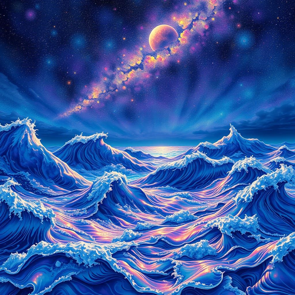 Iridescent Oceanic Expanse in Holographic Astral Style