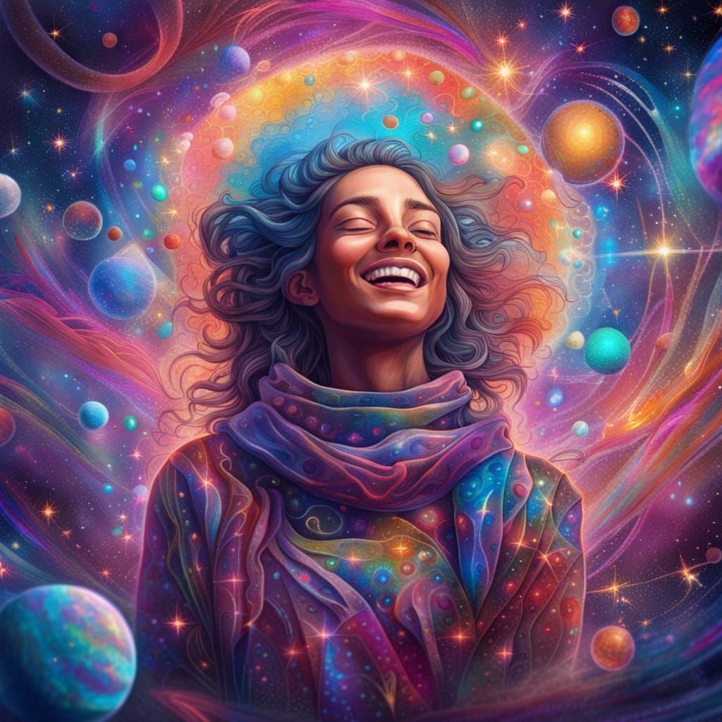 Joyful Holographic Astral Cosmic Illustration