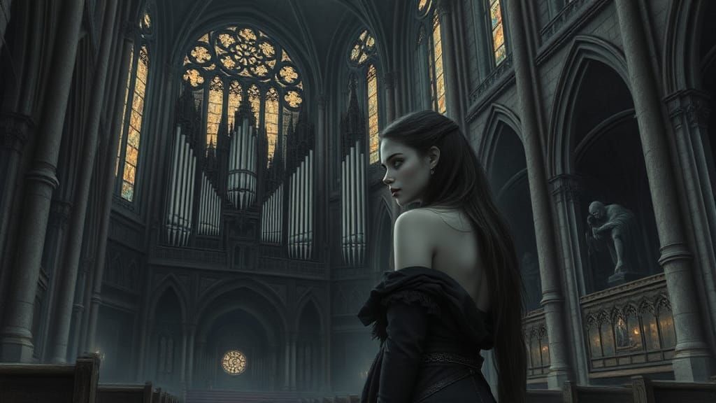 Gothic Cathedral Scene in Baroque Style
