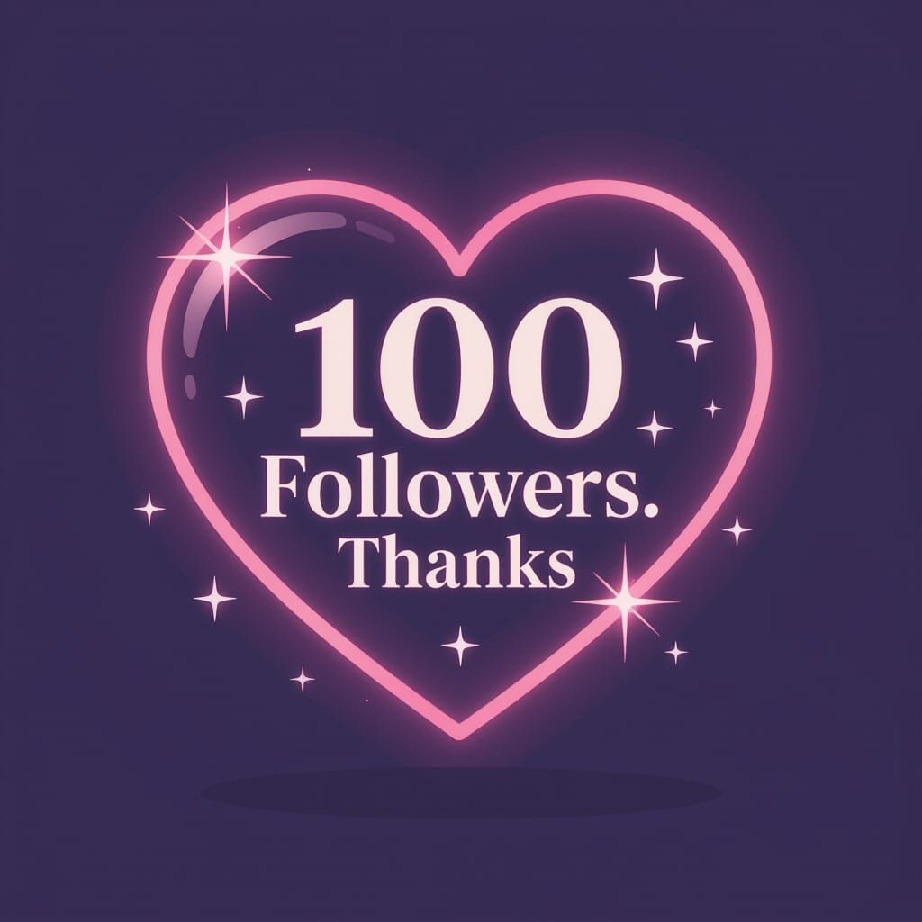 Pink Heart Icon: 100 Followers Thanks