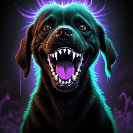 Terrifying Smiling Dog Entity in Hyperrealism