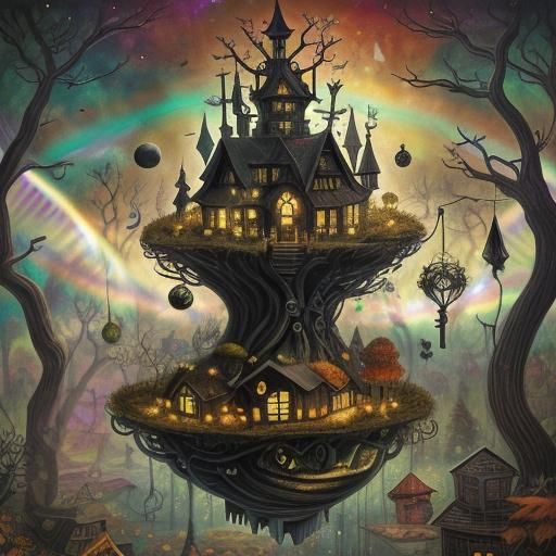 Autumn City on Forest Planet in Surreal Digital Art