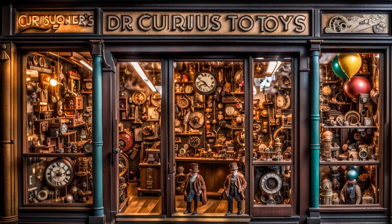 Steampunk Toys and Games in Curious Shop Window