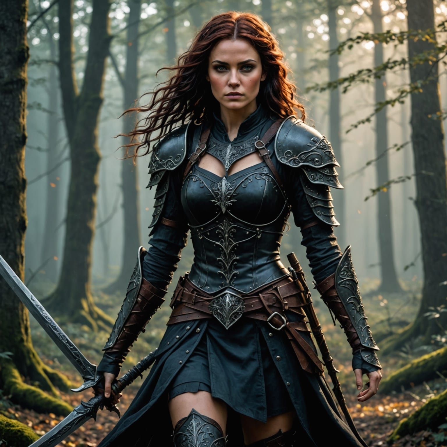 Dark Fae Warrior Woman Portrait