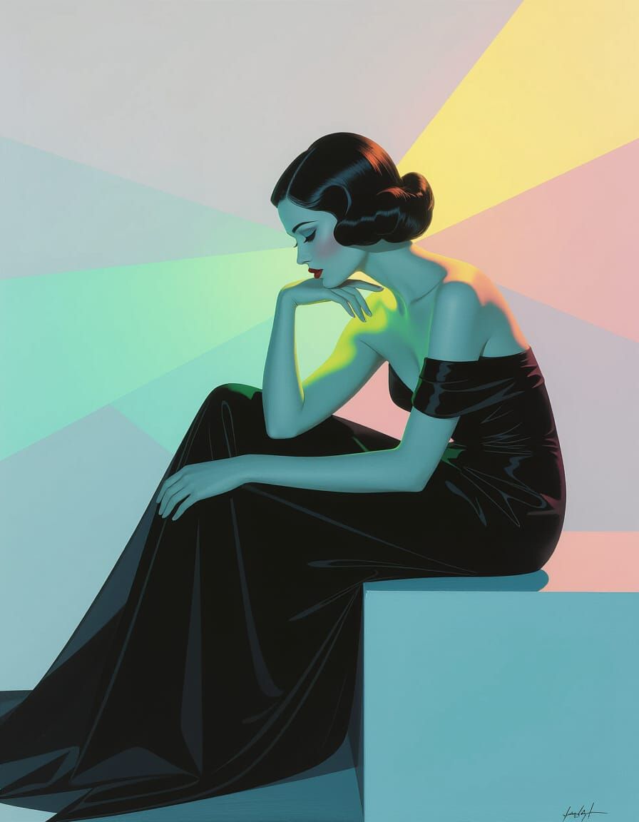 Ethereal Lady in Black with 40s Glamour