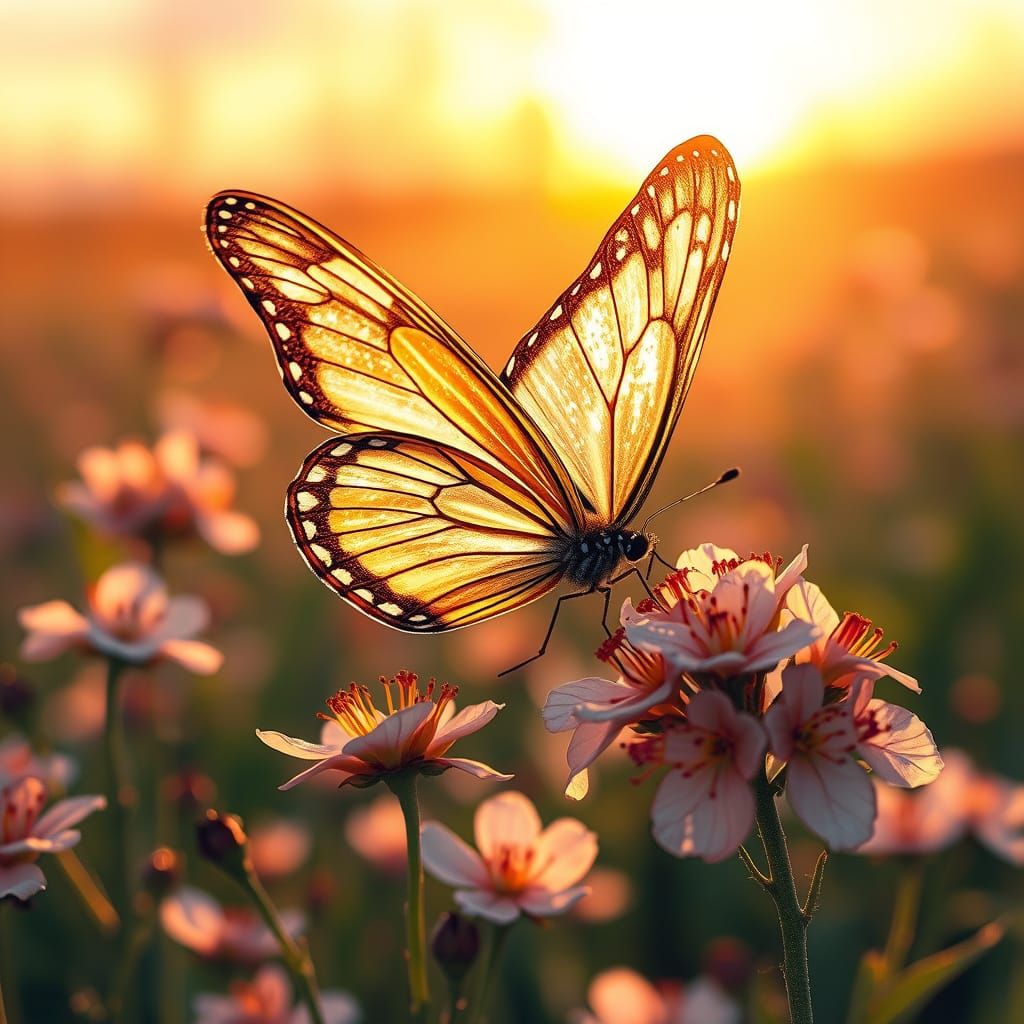 Butterfly with Transparent Wings in Digital Art Style