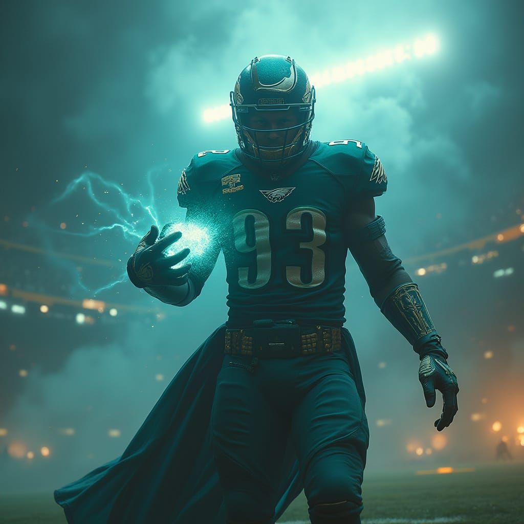 Midnight Green Hero: Eagles Player in Ancient Stadium
