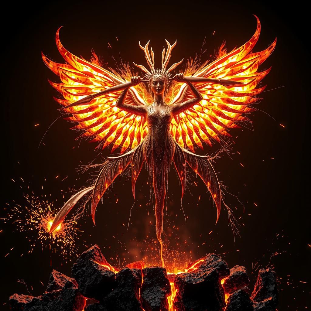 Aztec Goddess Itzpapalotl in Molten Metal