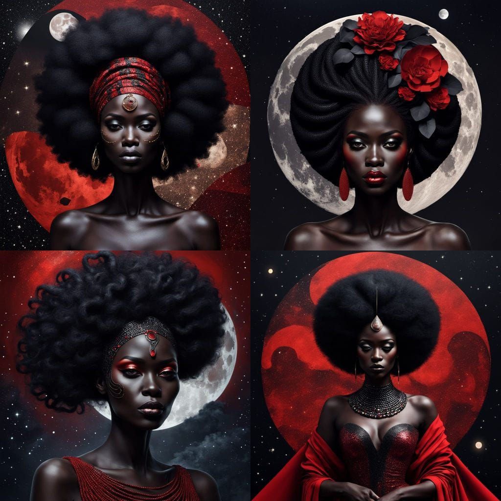 Surreal African Queen in a Moody Klimt-Inspired Aesthetic