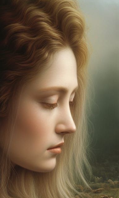 Shy Redhead Cowgirl: Photorealistic Matte Painting