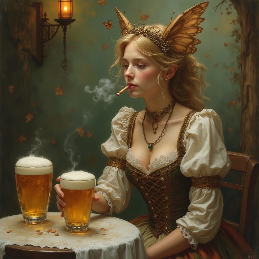 Oktoberfest Fairy Waitress in Fantasy Realism Style