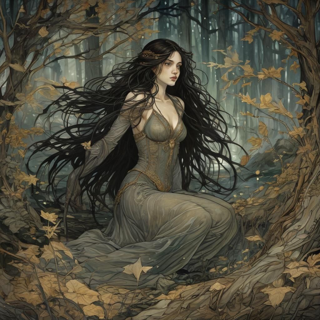 Eerie Grimdark Scene in Gothic Fantasy Style