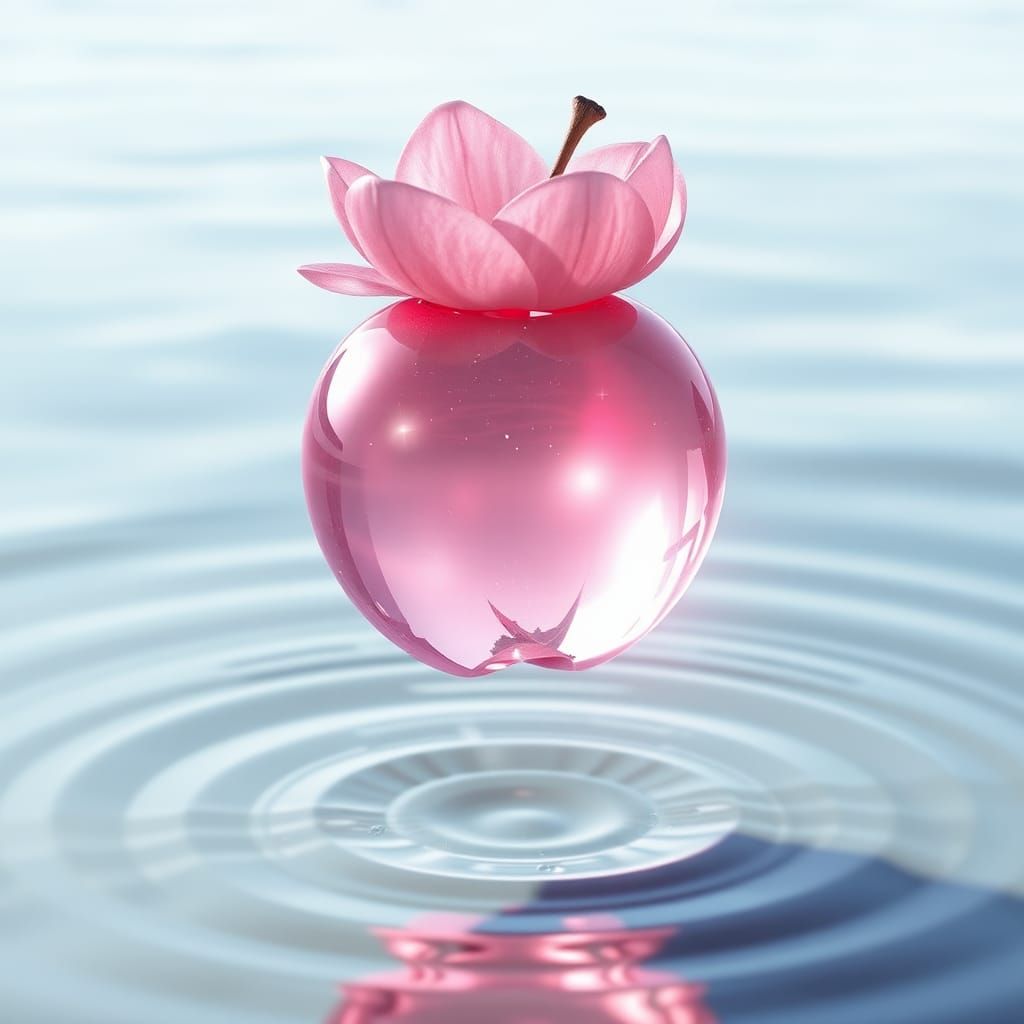 Crystal Pink Apple in Anime-Inspired 3D Art