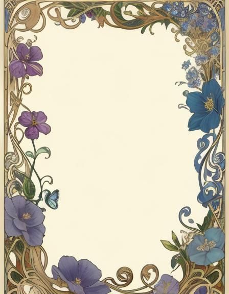 Art Nouveau Fairy with Butterflies and Flowers