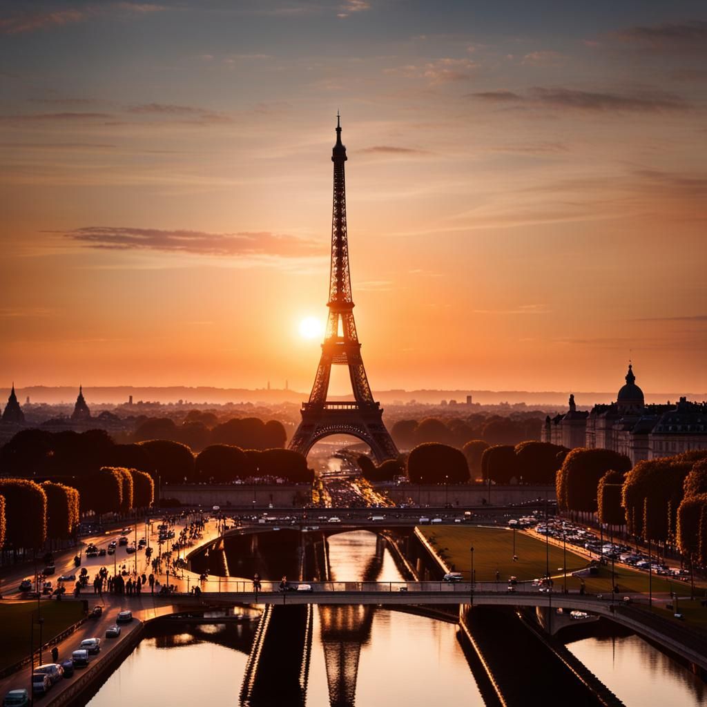 Eiffel Tower Silhouette at Sunset: Professional Photography