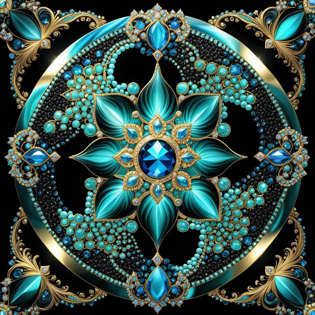 Jesus Christ with Gemstones in Optical Illusion Design