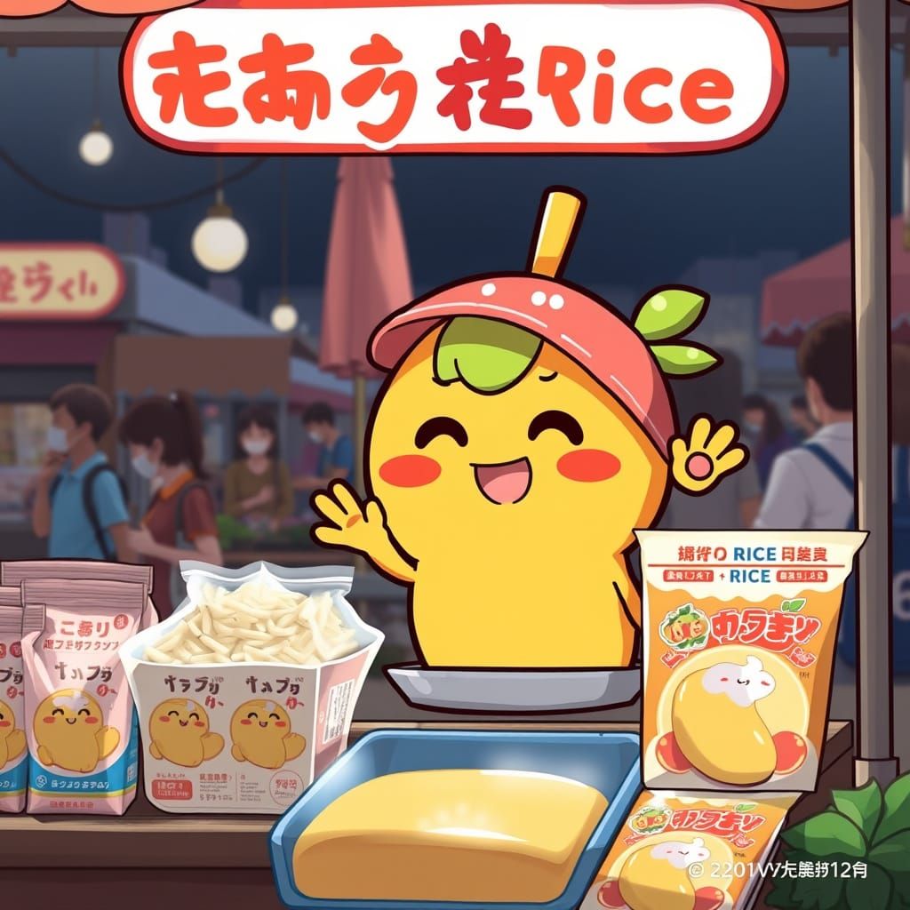 Kawaii Mango Rice Stand in Bangkok Night Market