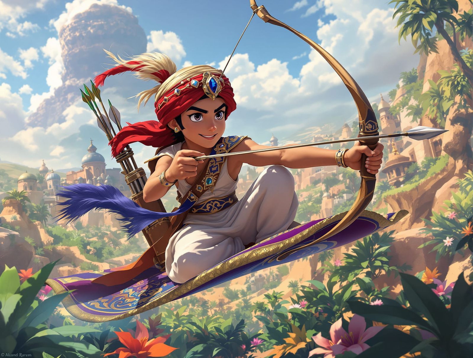 Arabic Boy's Adventurous Magic Carpet Flight