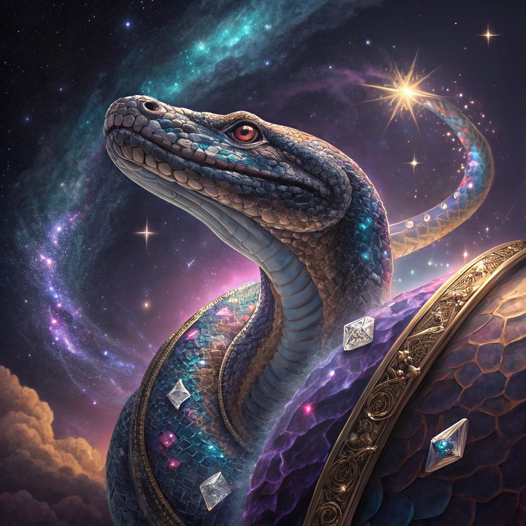 Cosmic Python with Jewels in Art Nouveau Style