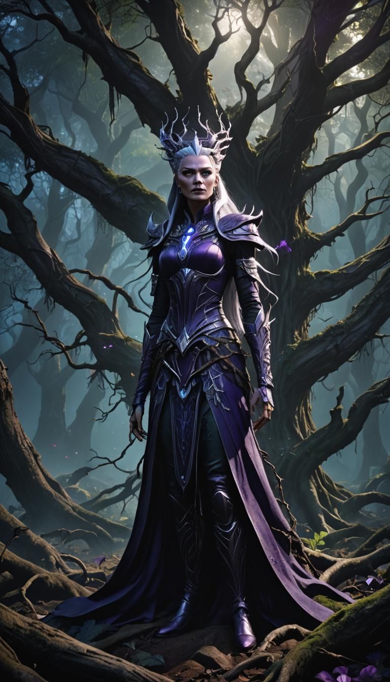 Sindel, Queen of Edenia, in Dark Mystical Forest