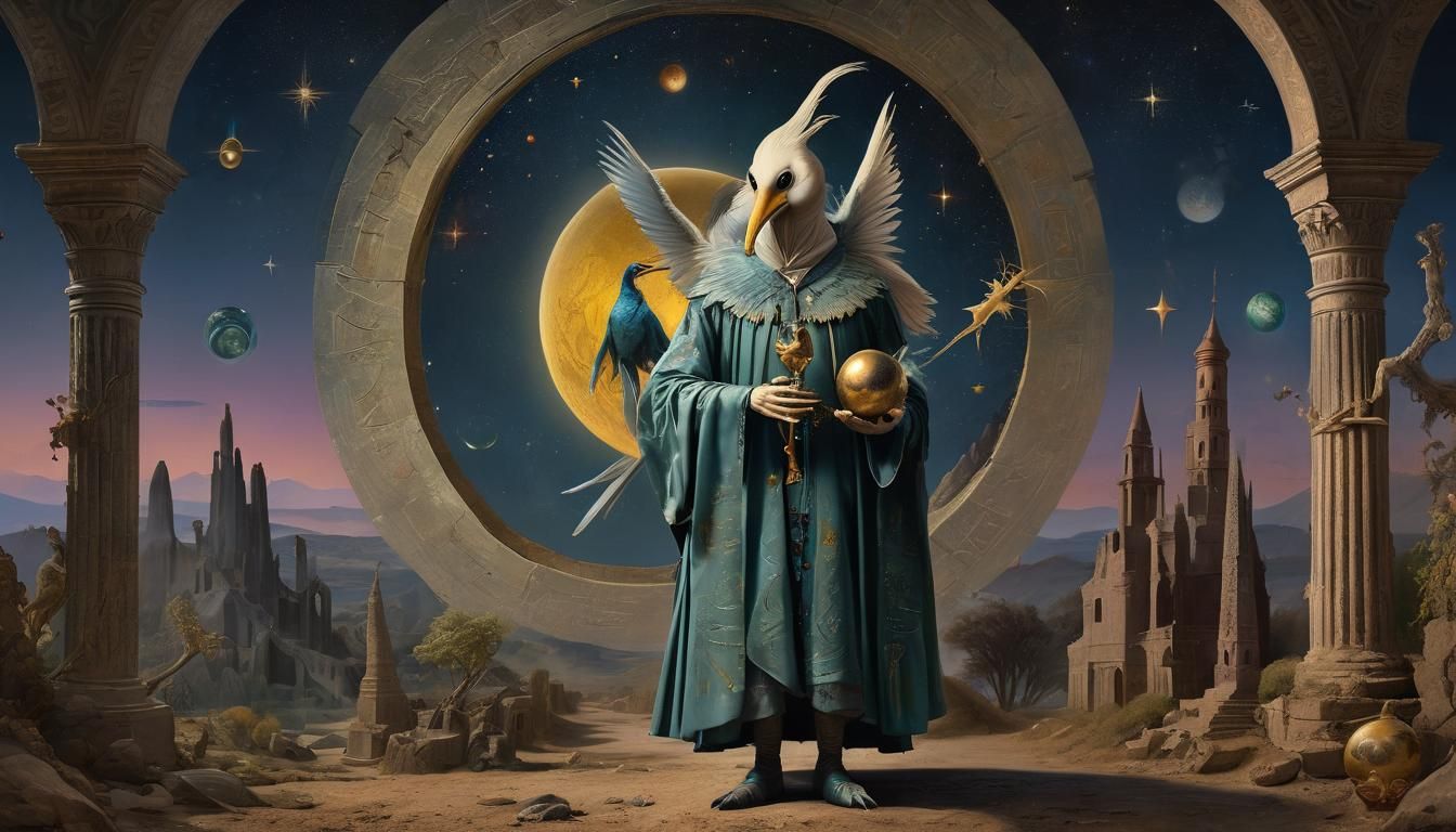 Alchemical Figure in Surrealist Style