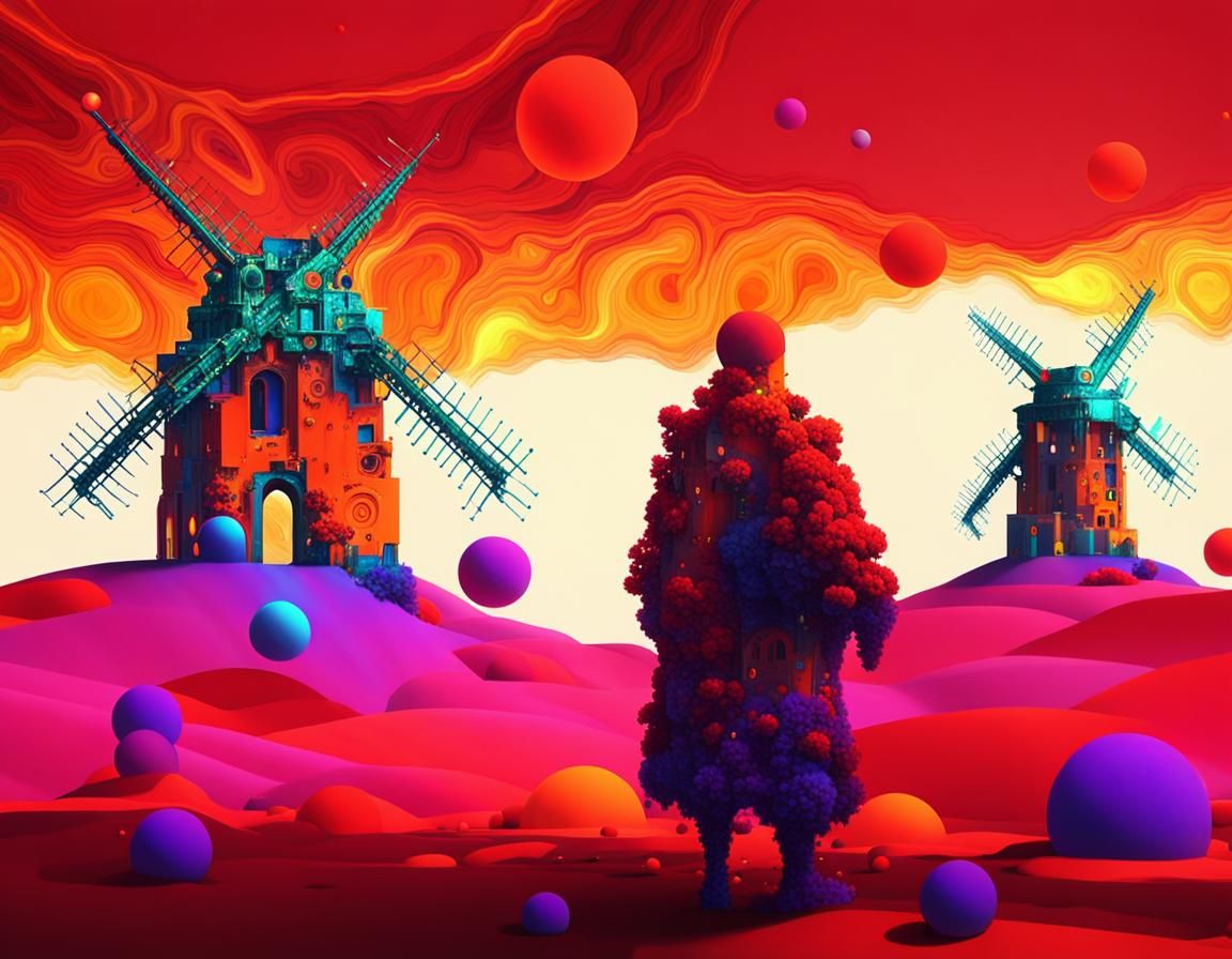 Klimt-Inspired Post-Apocalyptic Neon Landscape