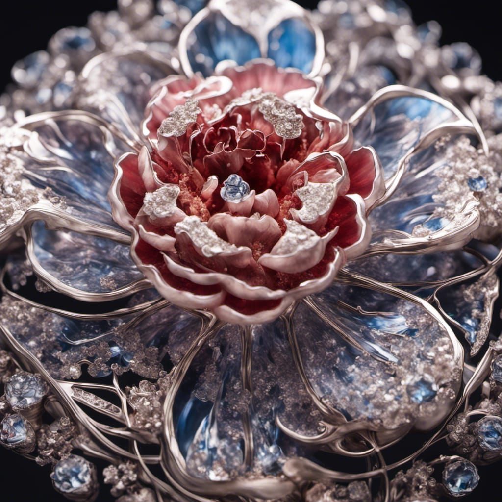 Galactic Crystal Carnation Pendant, Detailed Digital Art