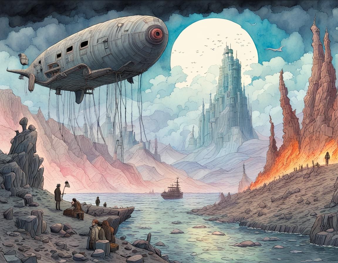 Moby Dick in 31st Century Storybook Illustration