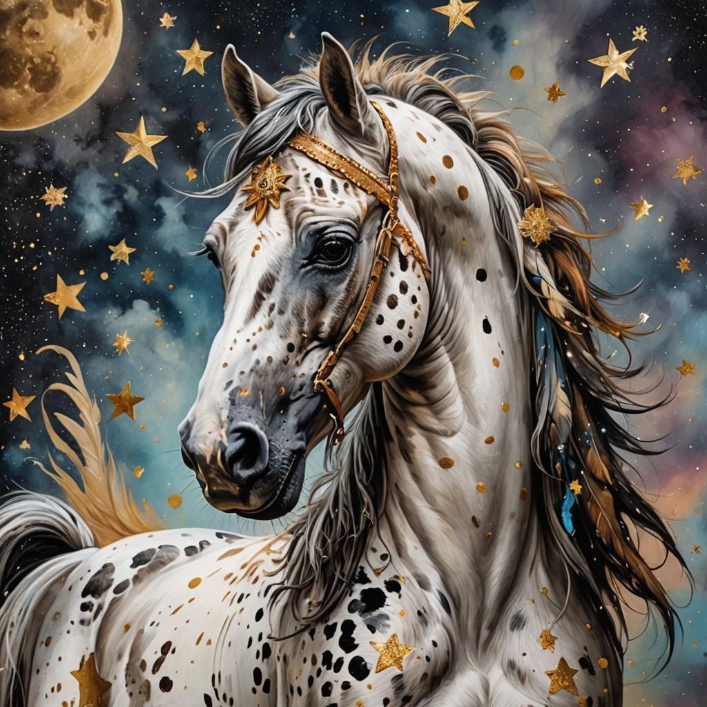 Majestic Appaloosa Horse with Aurora Borealis Splash Art