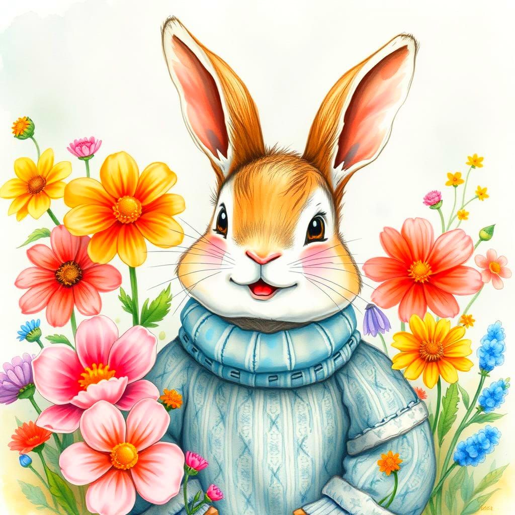 Laughing Bunny Image Generated by AI