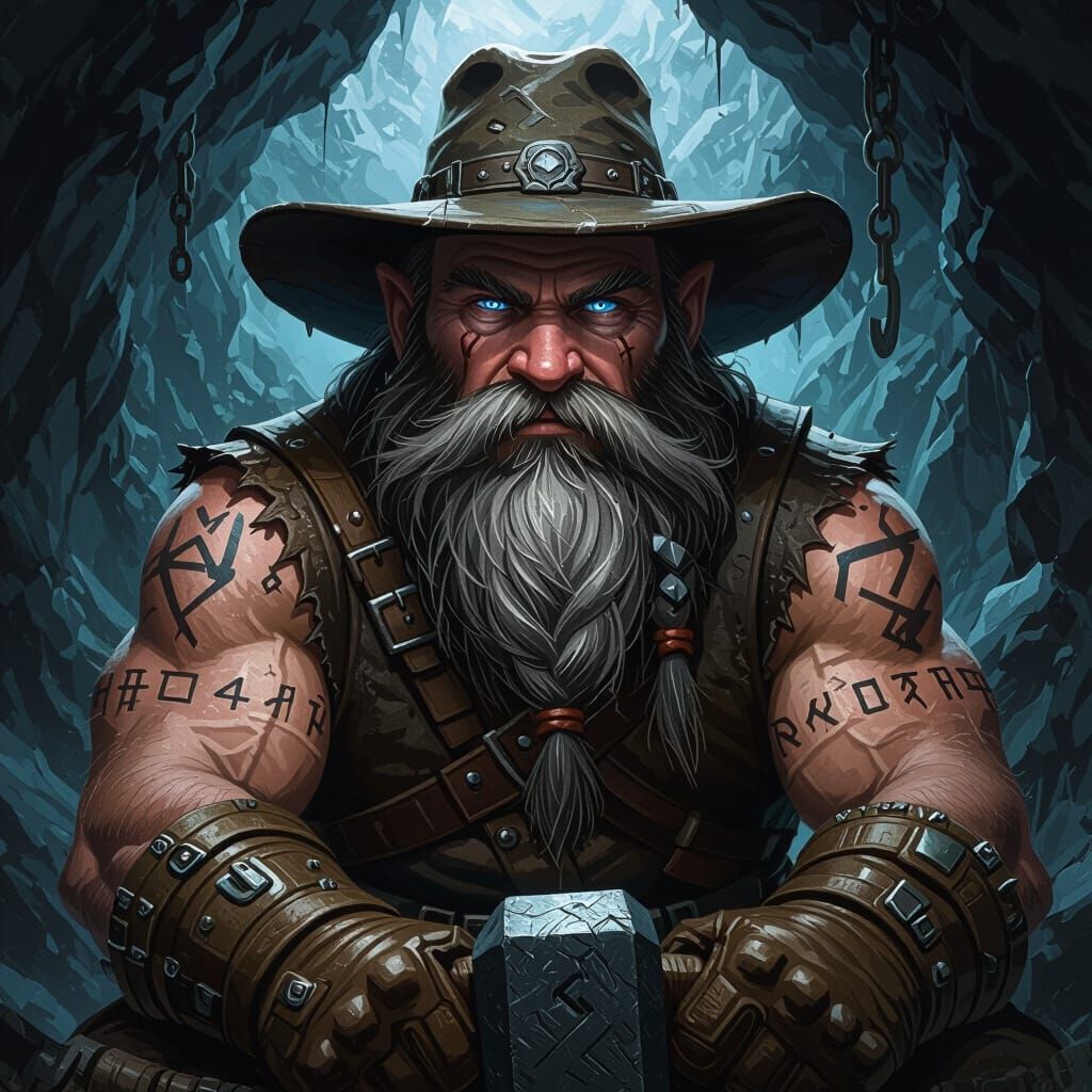 Dwarven Miner Concept Art in Dark Fantasy Style