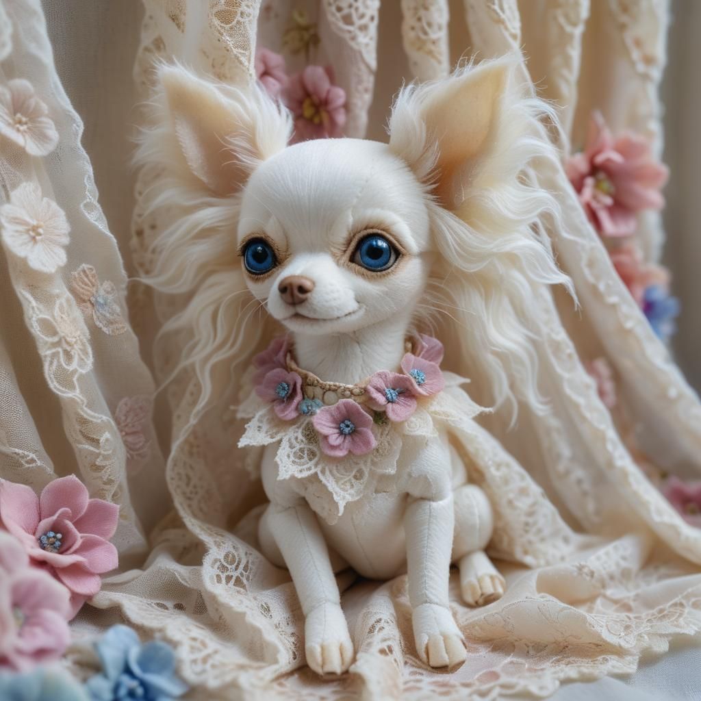 Whimsical Folk Art Chihuahua in Soft Pastels