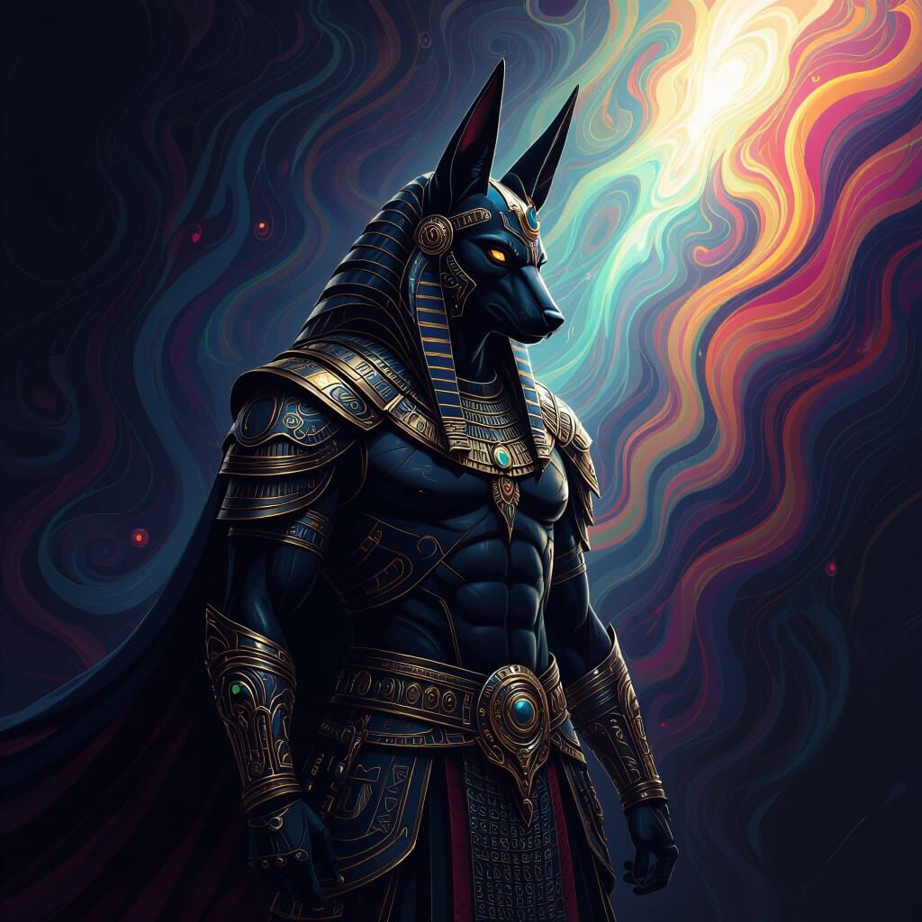 Anubis in Battle Armor Stepping into the Light