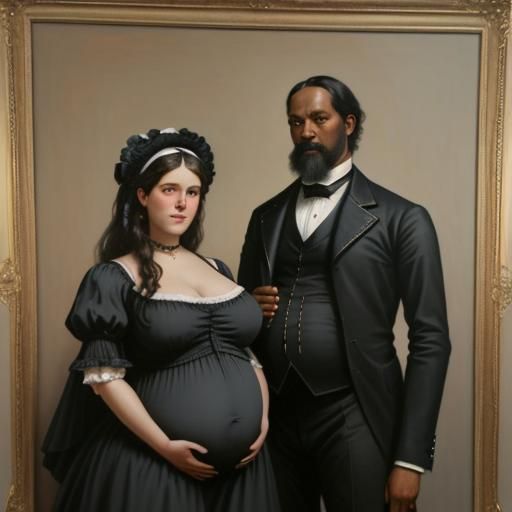 Victorian Black Family Portrait in Oil Paint