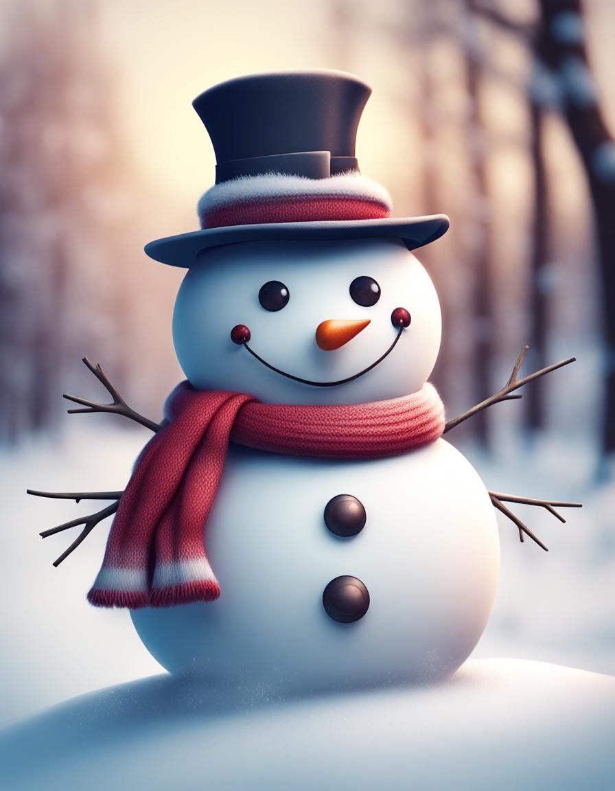 Cute Snowman AI-Generated Image