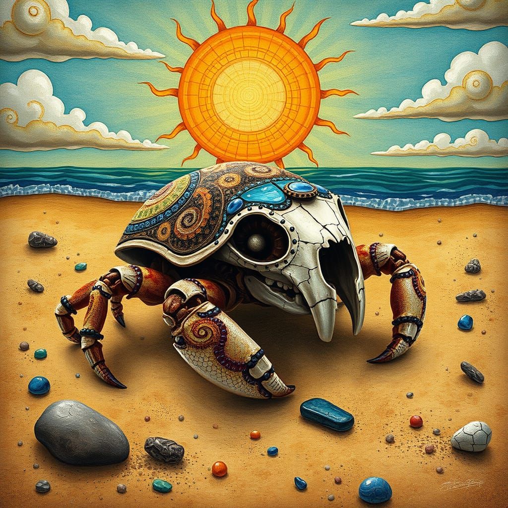 Psychedelic Hermit Crab on Golden Beach
