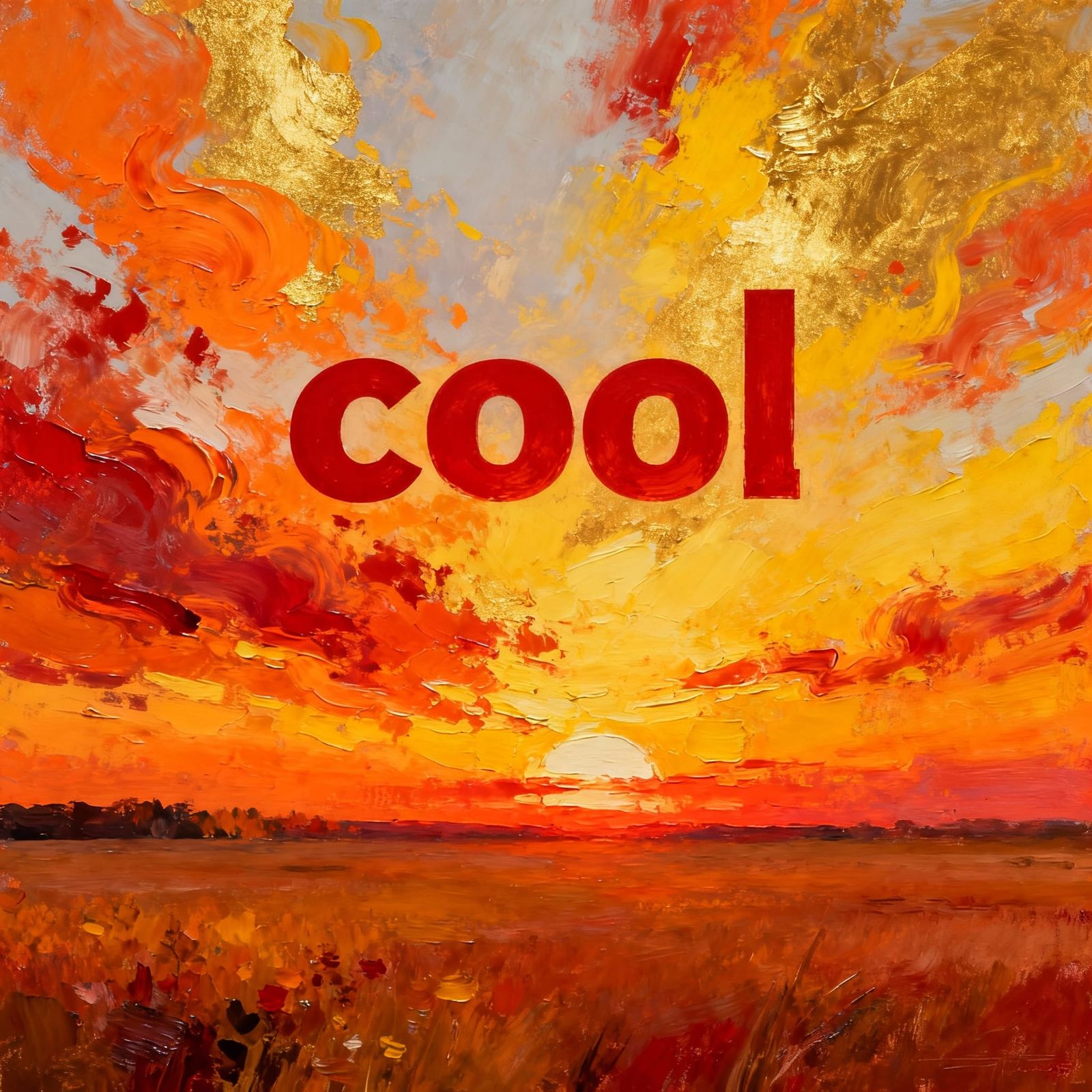 Abstract Autumn Sunset Painting with Vibrant Colors