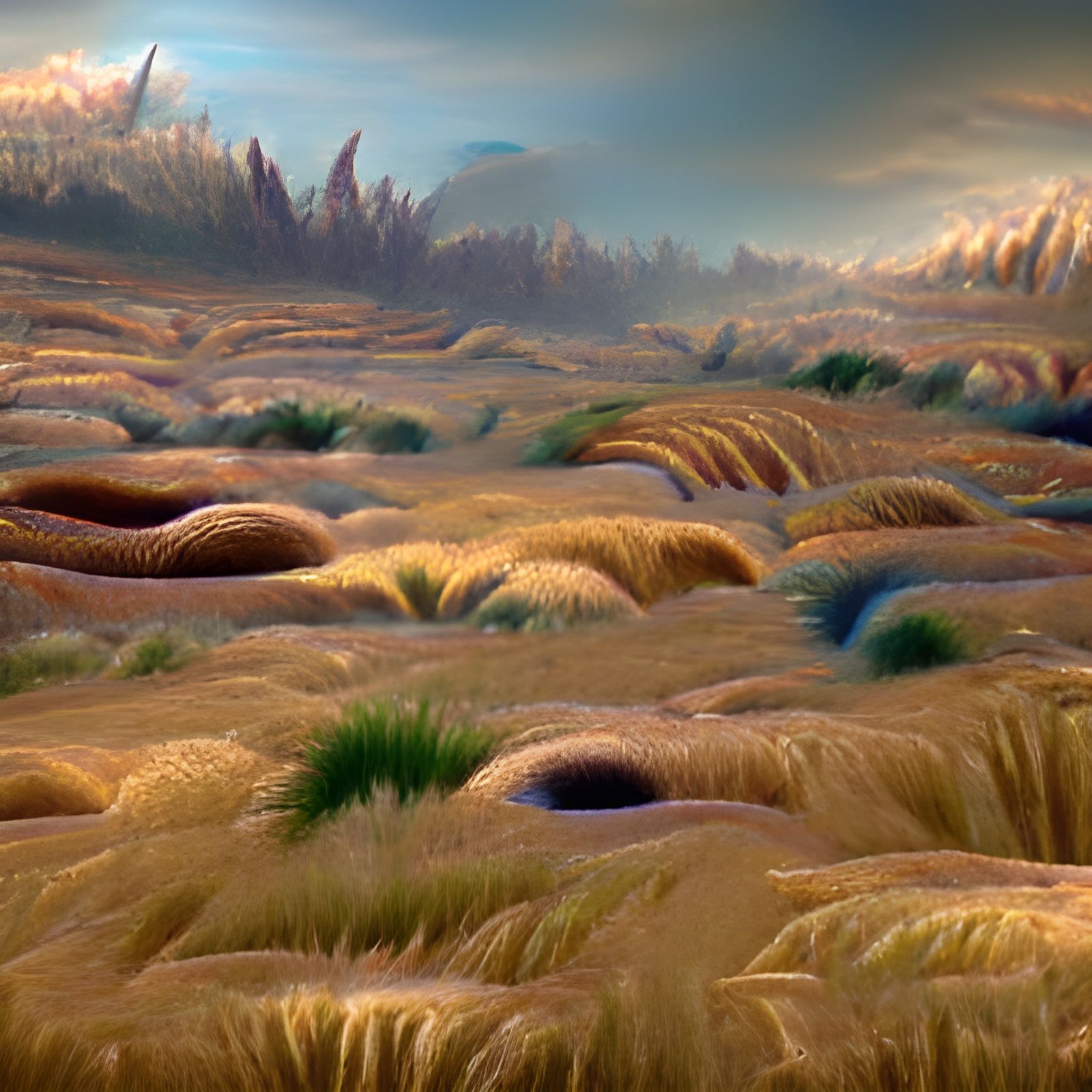 Golden Grain Fields on Alien World in 8K