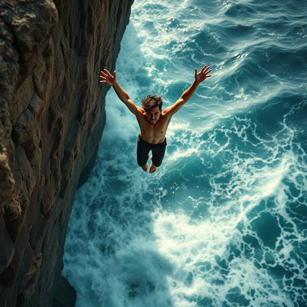 Daring Young Diver in Mid-Air, Captured in Vibrant 8K Concep...