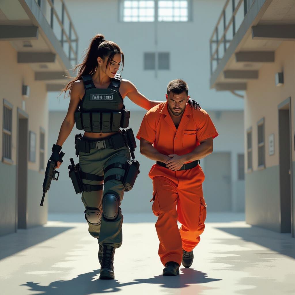 Athletic Woman Escapes Prison With Convict