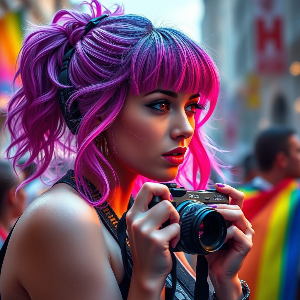 Pride Parade Portrait with Dynamic Lighting