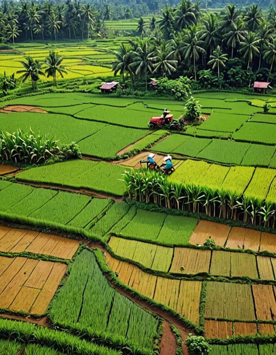 Lush Tiered Rice Field in Detailed 3D Anime Art