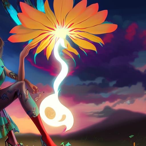 Mexican Girl and Burning Car: Dark Fantasy Art