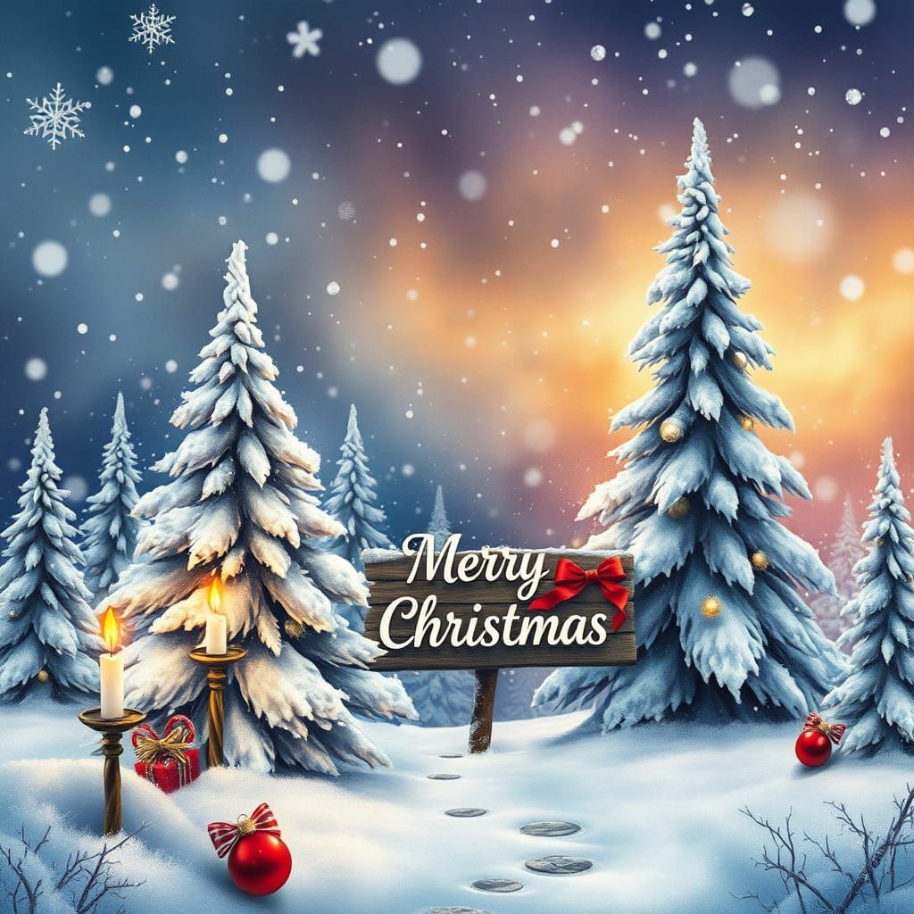 Whimsical Winter Wonderland in Watercolor Style