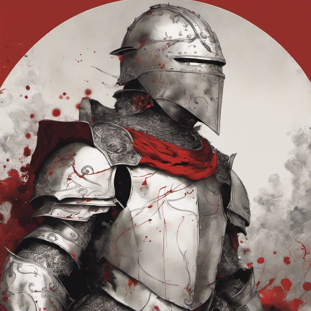 Noble Guardian Knight Portrait in Selective Color