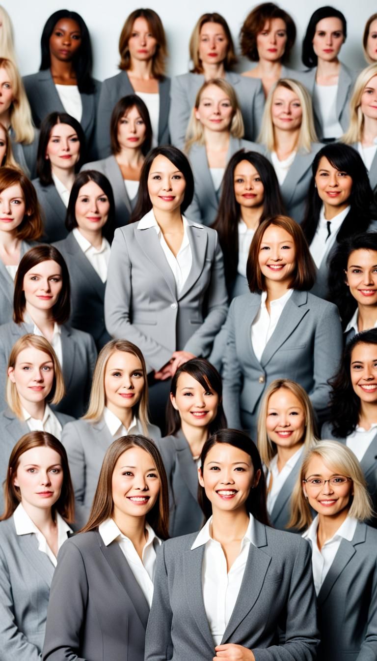Female Businesswomen in Grey Suits